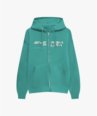 ONNARP SWEATSHIRT WITH FULL ZIP AND HOOD WATER GREEN