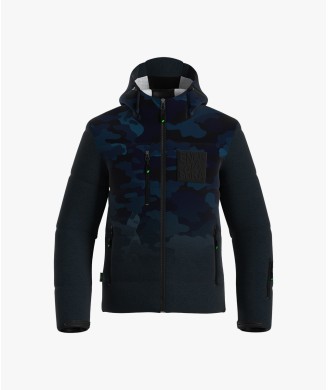 CAMOUFLAGE TECHNICAL PADDED JACKET BLUE